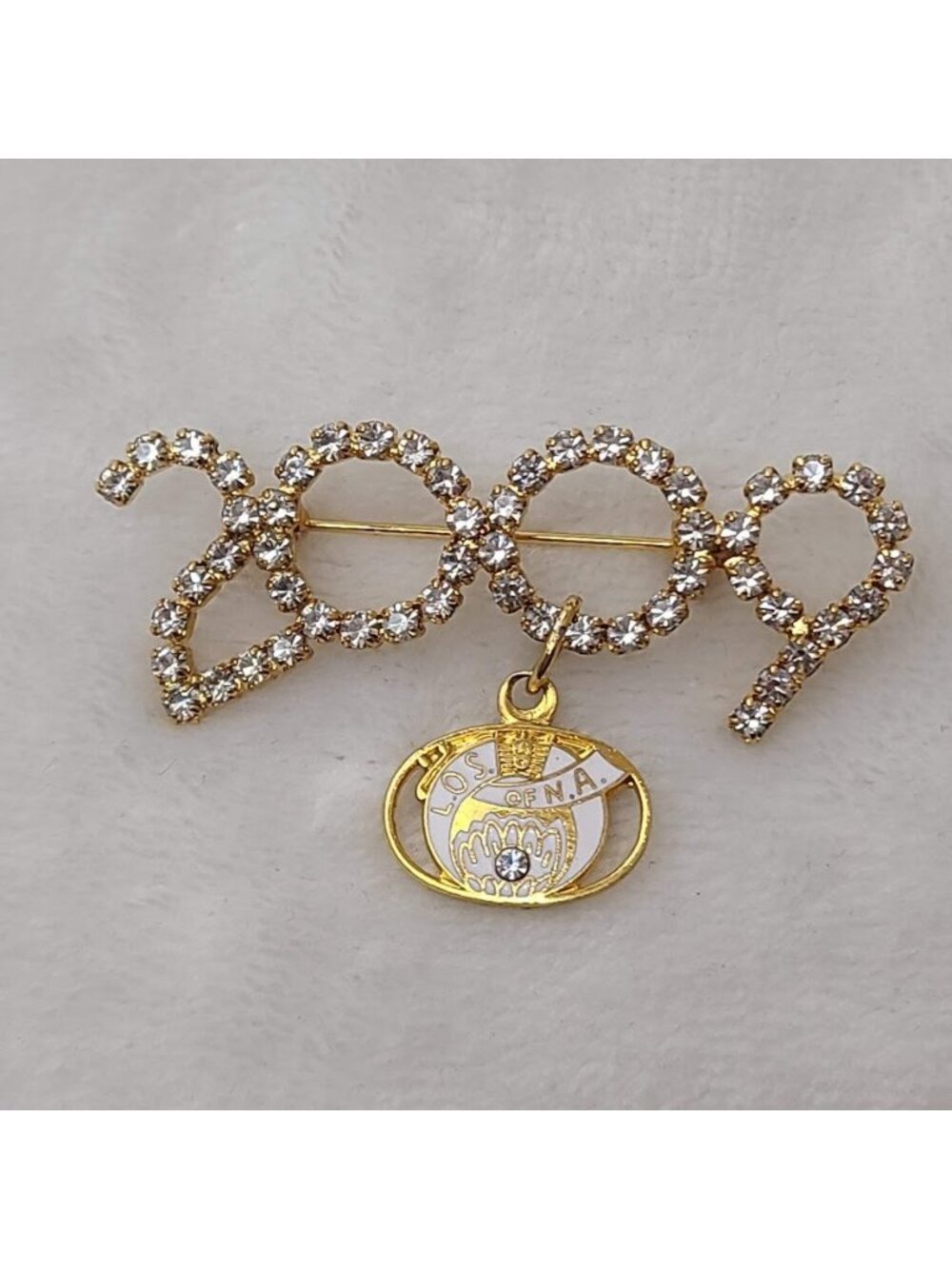 2009 LOSNA Ladies Oriental Shrine Rhinestone Brooch Pin Gold Tone Enamel Charm - Picture 2 of 6